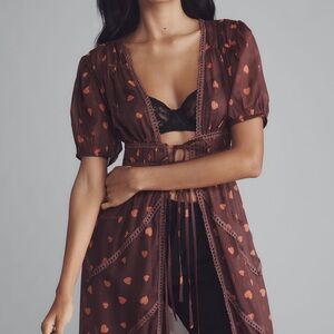 Anthropologie Brown and Orange Heart Maxi Dress